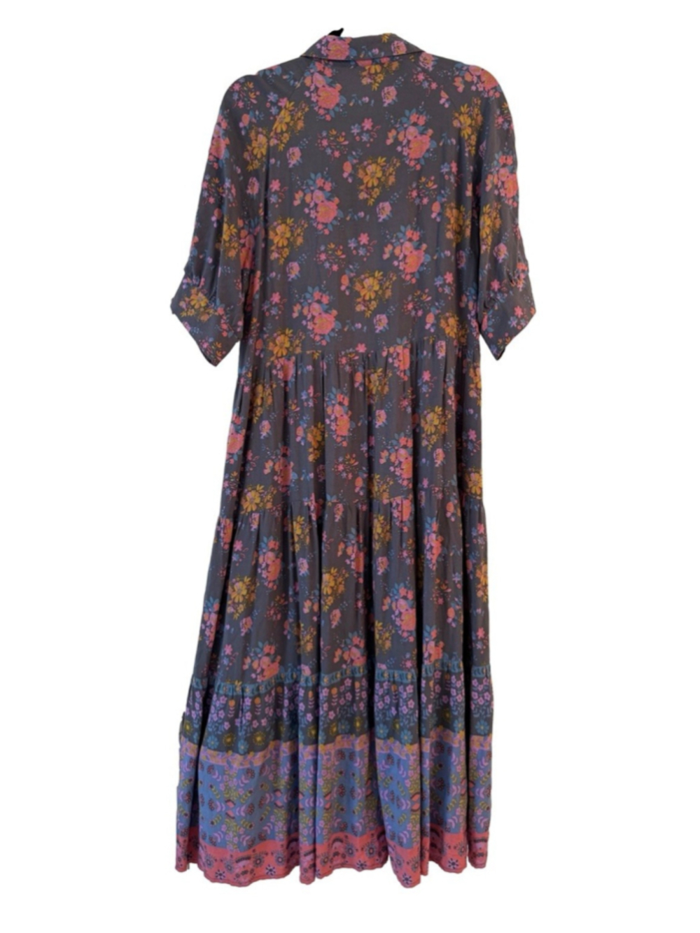 Natural Life Rebecca Floral Boho Midi Dress Sz L Peasant Cottagecore - Picture 3 of 15